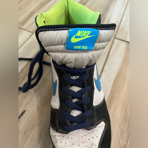 Nike Dunk High Premium white blue glow sneakers high tops Men’s size 12 WORN - Picture 5 of 11
